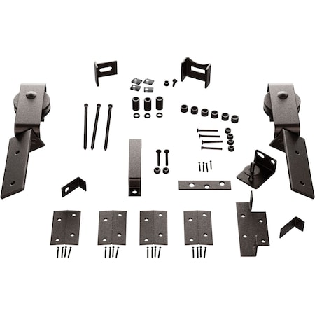 Ekena Millwork Barnfold J-Strap 2-Door Hardware Set for 1 1/4" to 1 3/8" Doors, Bronze Texture GB6007M2HBZ